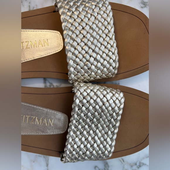 Stuart Weirzman wova metallic woven flat slide sandals size 7.5 - Picture 3 of 3